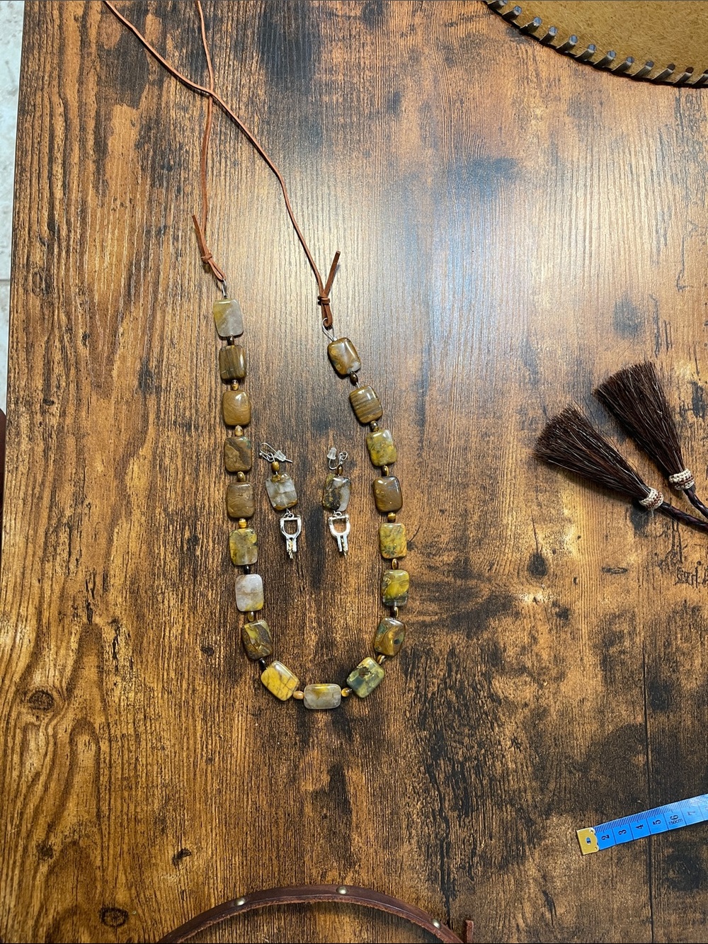 Handmade “jasper” Stone Earrings and Hatband Set - Picture 9 of 9